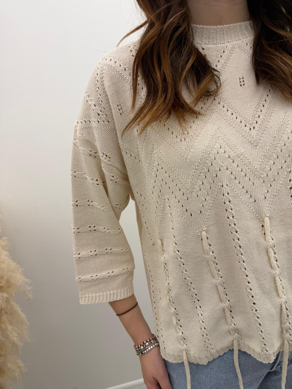 Haveone - Pull Ricamo Frange