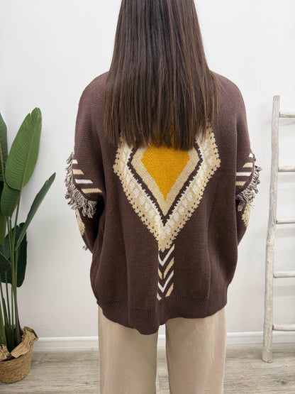Tensione In - Cardigan Rombi Frange