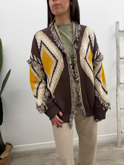 Tensione In - Cardigan Rombi Frange