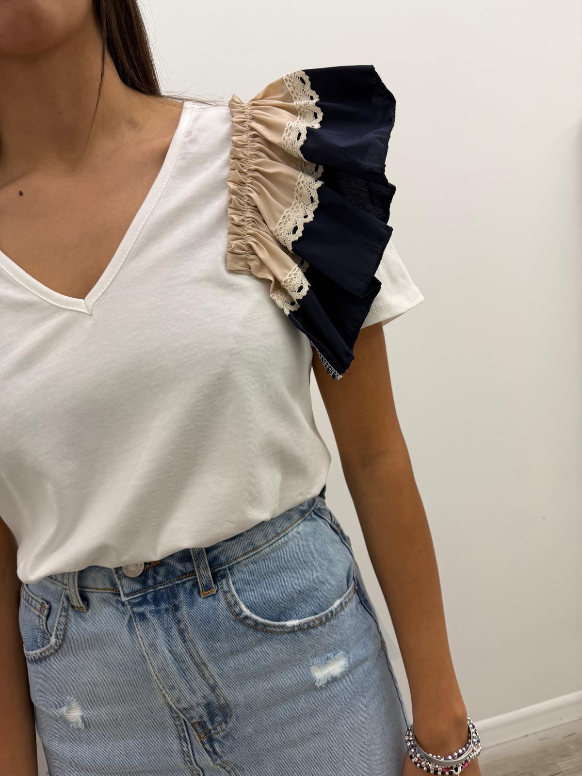 Susy Mix - Tshirt Popeline Rouches