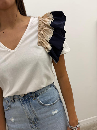 Susy Mix - Tshirt Popeline Rouches