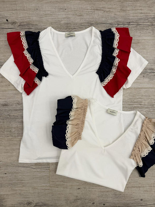 Susy Mix - Tshirt Popeline Rouches