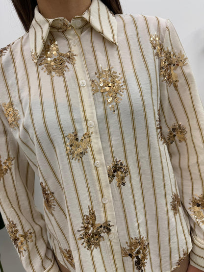 Tensione In - Camicia Rigata Paillettes