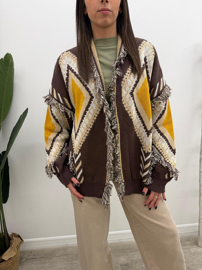 Tensione In - Cardigan Rombi Frange