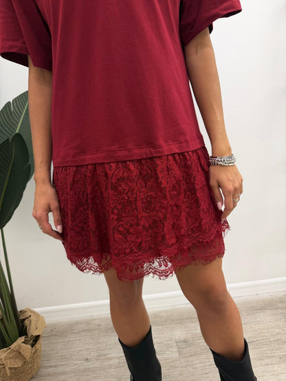 Haveone - Abito Tshirt Pizzo Balze