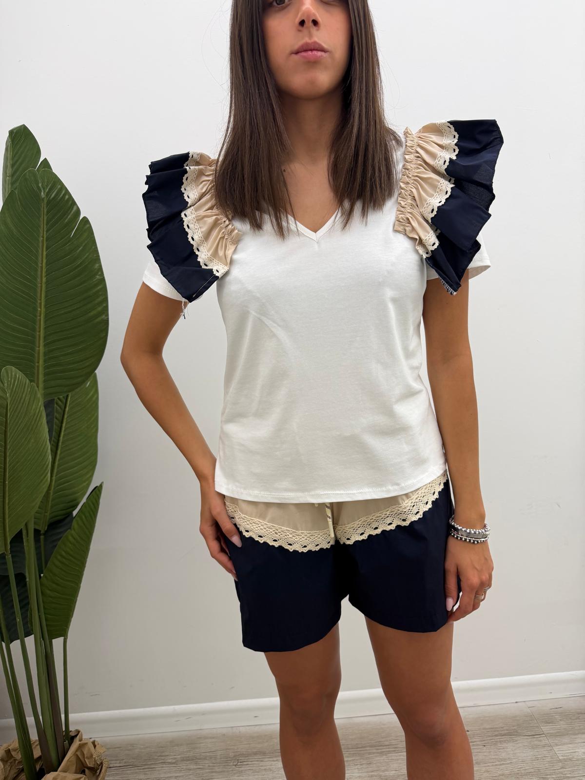 Susy Mix - Tshirt Popeline Rouches