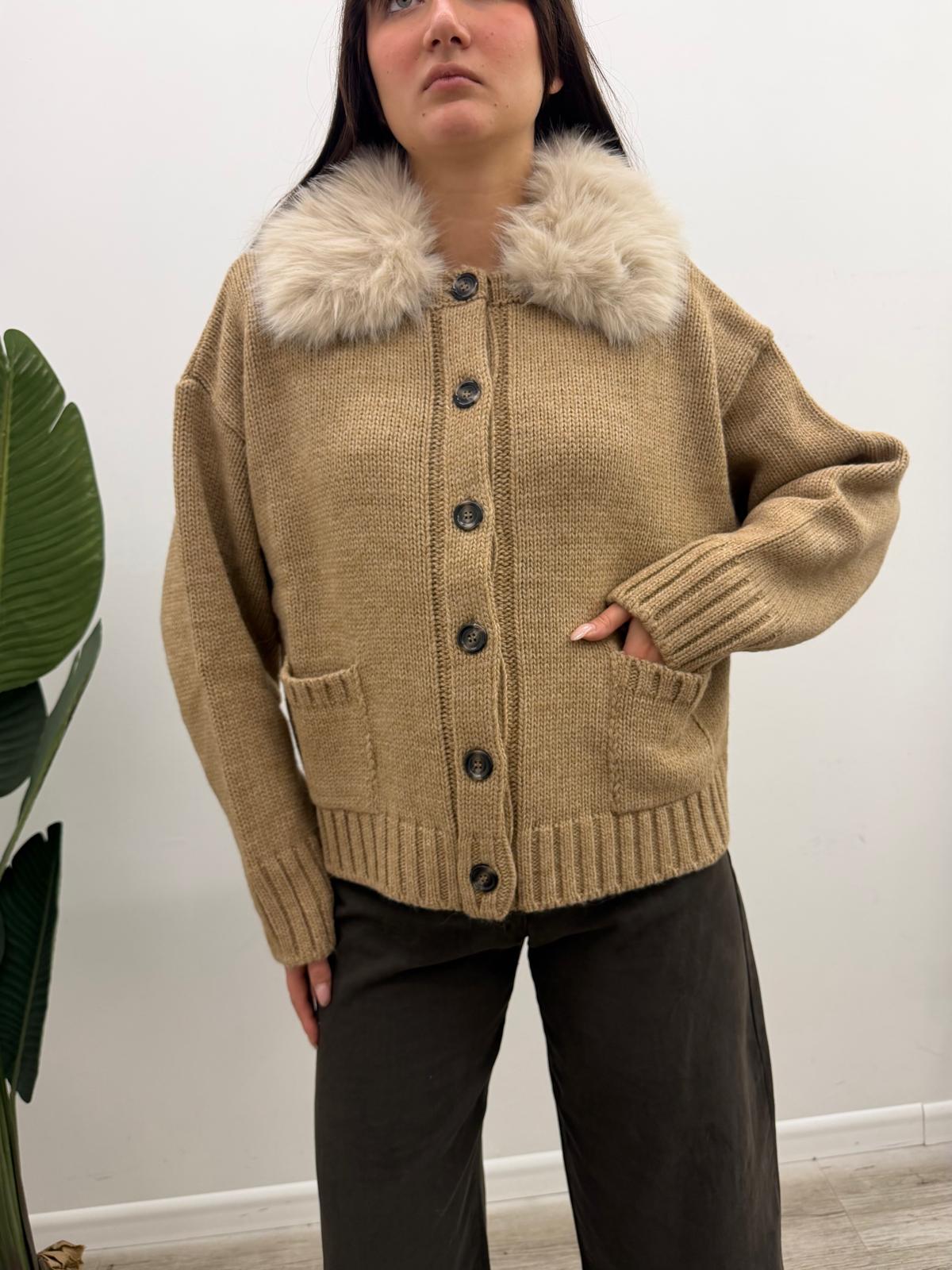 Kontatto - Cardigan Collo Pelliccia